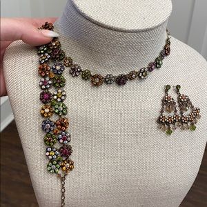Colorful Flower Necklace, Bracelet Earring Set